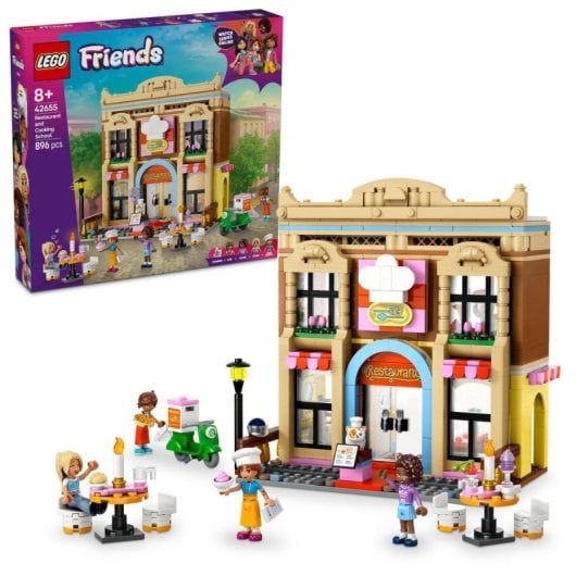Lego Friends Restaurante y Escuela de Cocina, Juguetes y Utensilios de Cocina 8+ Años