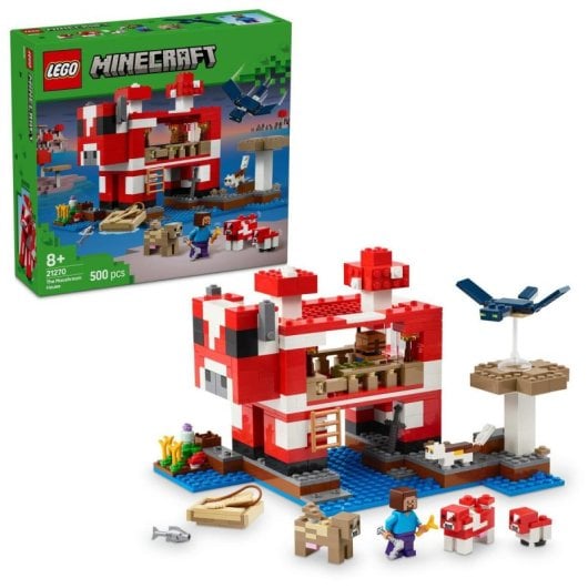Lego Minecraft La Casa-Champiñaca, Construcción de Isla y Figuras de Videojuego para Niños 8+ Años