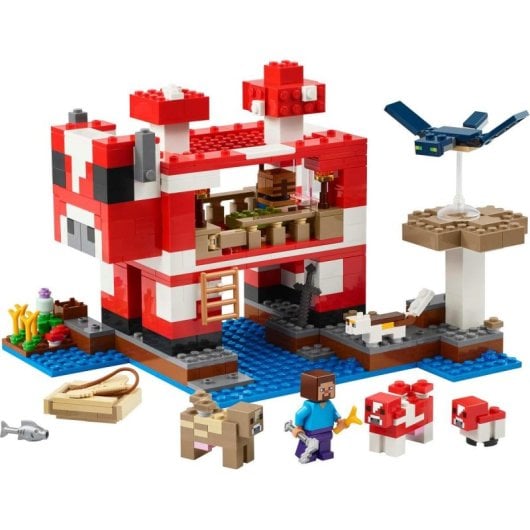 Lego Minecraft La Casa-Champiñaca, Construcción de Isla y Figuras de Videojuego para Niños 8+ Años
