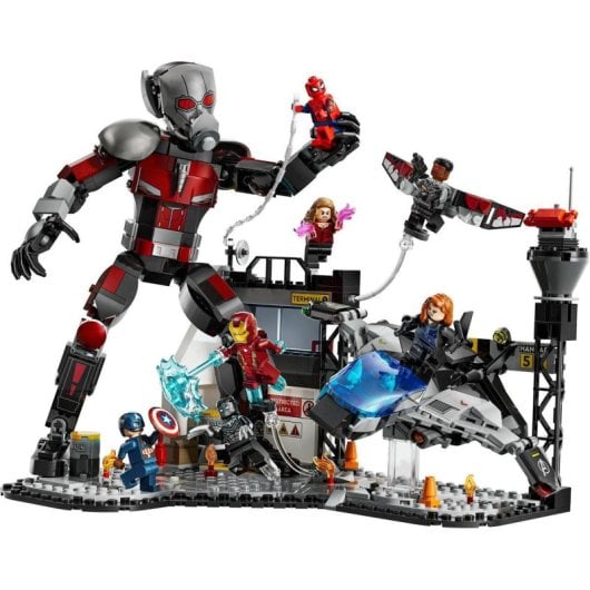 Lego Marvel Gran Batalla de Capitán Amércia: Civil War, Quinjet y Figuras de Iron Man y Spider-Man