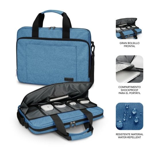 Maletín SUBBLIM Air Padding Laptop Bag Azul hasta 15.6” 3 compartimentos resistente