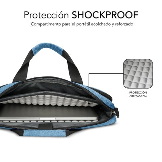 Maletín SUBBLIM Air Padding Laptop Bag Azul hasta 15.6” 3 compartimentos resistente