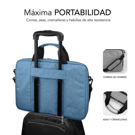 Maletín SUBBLIM Air Padding Laptop Bag Azul hasta 15.6” 3 compartimentos resistente