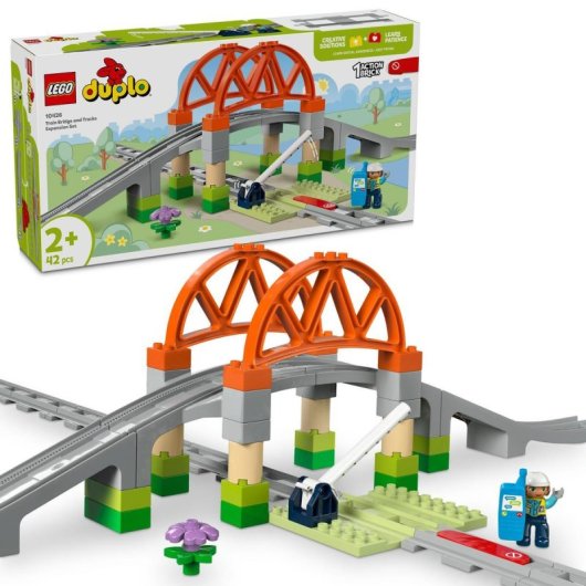 Lego Duplo Set de Expansión: Puente y Vías Ferroviarias, Juguete Montessori Educativo Niños 2+ Años