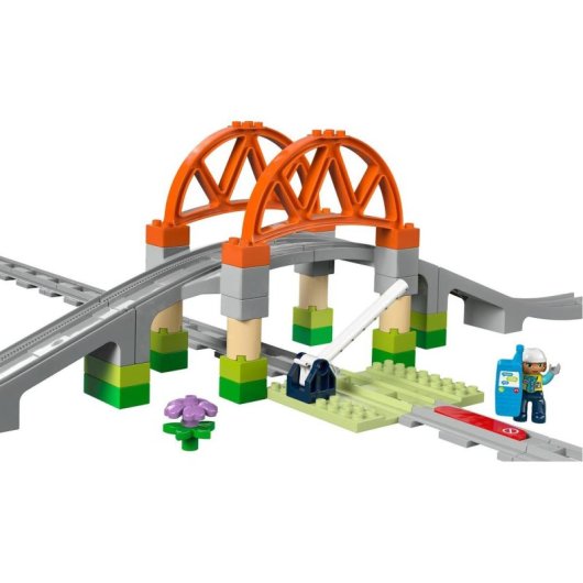 Lego Duplo Set de Expansión: Puente y Vías Ferroviarias, Juguete Montessori Educativo Niños 2+ Años