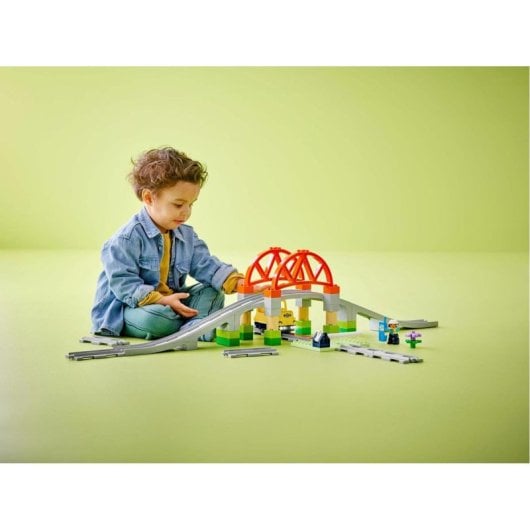 Lego Duplo Set de Expansión: Puente y Vías Ferroviarias, Juguete Montessori Educativo Niños 2+ Años