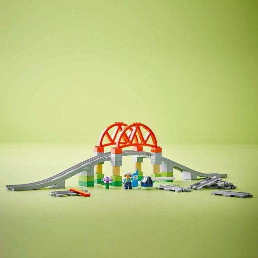 Lego Duplo Set de Expansión: Puente y Vías Ferroviarias, Juguete Montessori Educativo Niños 2+ Años