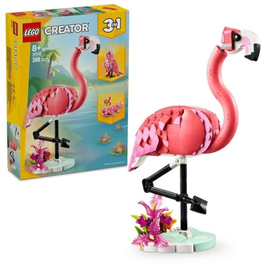 Lego Creator 3en1 Fauna Salvaje: Flamenco Rosa para Niños de 8+ Años