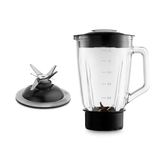 Batidora de vaso Ufesa 70205761 1500W 1.5L Jarra de Vidrio 6 Cuchillas Titanio Turbo Negro/Blanco