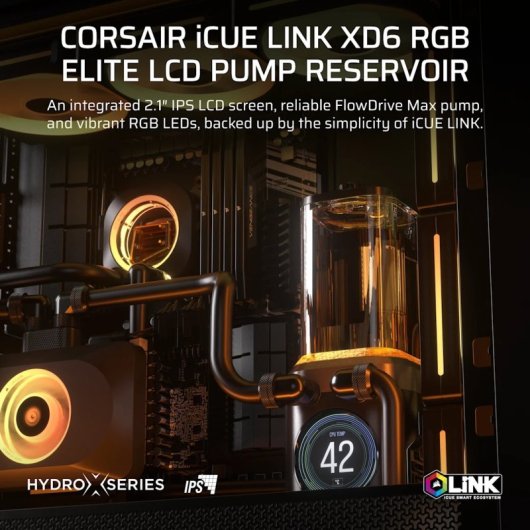 Corsair iCUE LINK XD6 RGB ELITE LCD Pack Bomba y Depósito para Refrigeración Líquida Negro