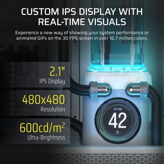 Pack pompe et réservoir LCD Corsair iCUE LINK XD6 RGB ELITE pour refroidissement liquide, blanc