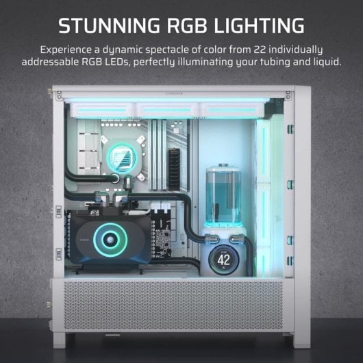 Pack pompe et réservoir LCD Corsair iCUE LINK XD6 RGB ELITE pour refroidissement liquide, blanc