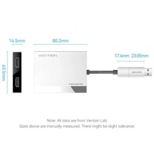 Vention ACXHB USB-C/USB-A auf 2x HDMI 4K 60Hz Konverter 15cm Grau DisplayLink