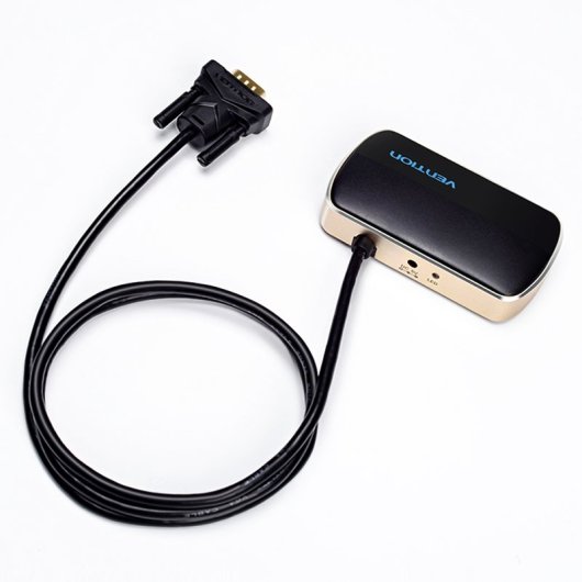 Vention VGA-Splitter, 1 Eingang, 2 Ausgänge, Full HD 1080p, Plug and Play, 30 m mit 1 m Kabel, Schwarz/Gold
