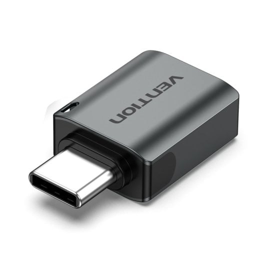 Adaptador USB C Vention CDQH0 Aluminio Gris 5Gbps Tipo-C Macho a USB A Hembra