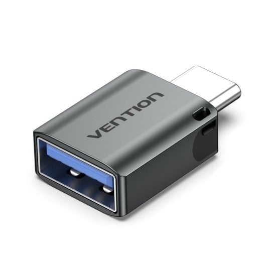Adaptador USB C Vention CDQH0 Aluminio Gris 5Gbps Tipo-C Macho a USB A Hembra