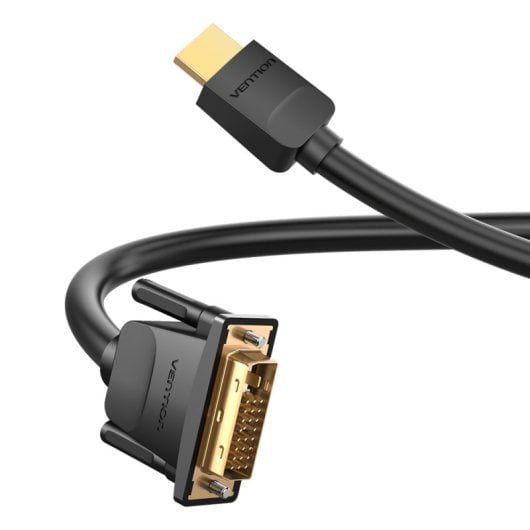 Cable Vention HDMI a DVI 2m Chapado en Oro Blindado Resolución 1080p Negro