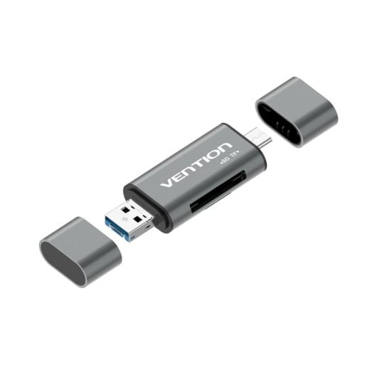 Lector de Tarjetas Vention CCHH0 USB 3.0 Aluminio Gris 5000 Mbit/s Multi-Interfaz