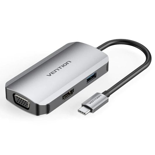Docking Station USB-C 4-en-1 Vention AG9321 4K Ultra HD HDMI VGA 100W Aluminio