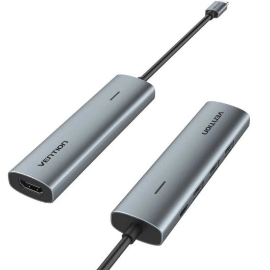 Vention TGGHB DockingStation 5 in 1 USB-C a HDMI/USB3.0*3/PD 0,15 m Alluminio grigio