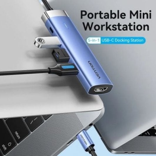 Docking Vention TGESB 3xUSB 3.0 HDMI 4K@30Hz USB-C PD 100W Aluminio Azul