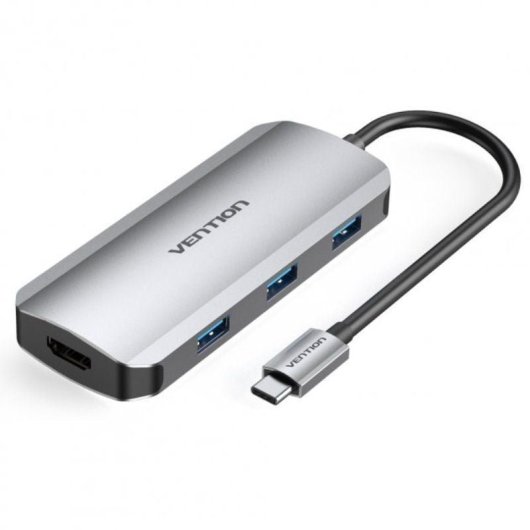 Vention TOFHB Docking Station 6 en 1 USB-C a HDMI 4K/3xUSB3.0/USB-C Gen1/PD100W 0.15m Gris