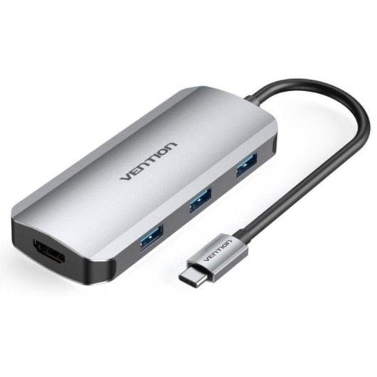Hub USB-C 6-en-1 Vention TOFHB HDMI 4K USB3.0 PD100W Gris