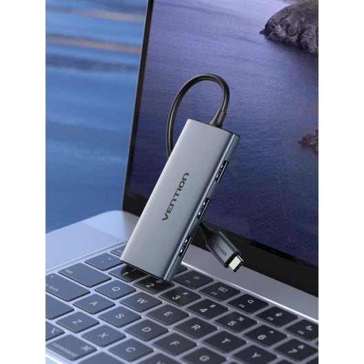 Dockingstation Vention TOOHB USB Typ-C HDMI 3xUSB SD MicroSD Reader Grau