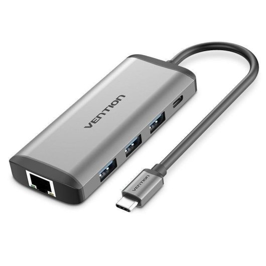 Hub Vention 8-en-1 HDMI 4K USB 3.0 RJ45 PD 87W Alu