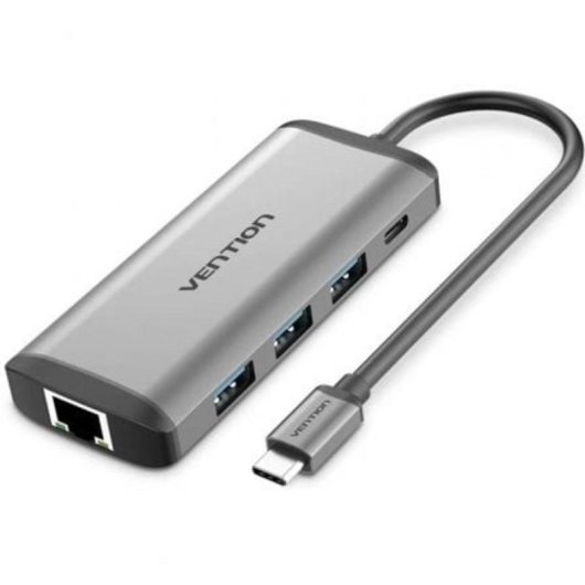Hub Vention 8-en-1 HDMI 4K USB 3.0 RJ45 PD 87W Alu