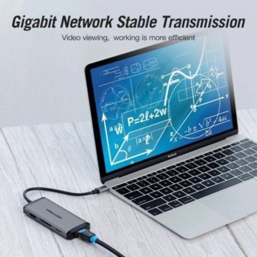 Hub Vention 8-en-1 HDMI 4K USB 3.0 RJ45 PD 87W Alu