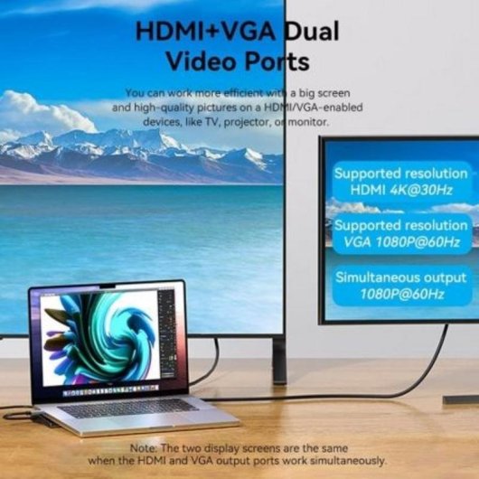 Docking Station Vention THTHC USB-C 11 in 1 HDMI VGA 3xUSB RJ45 SD MicroSD Jack 3.5 Grau