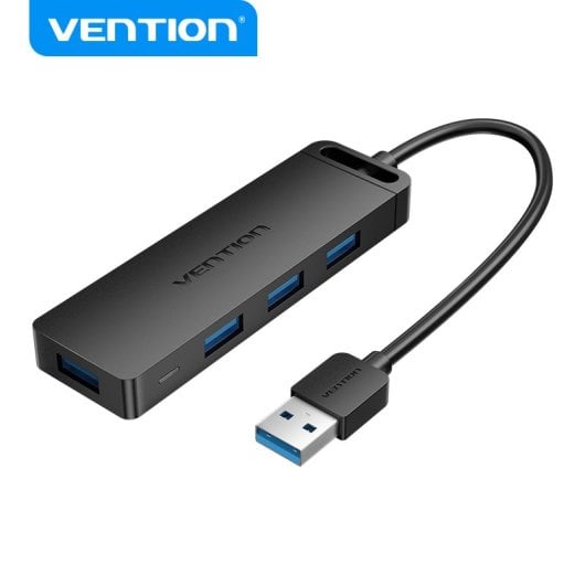 Vention CHHLBD USB-Hub, 4 USB 3.0-Anschlüsse, MicroUSB PD, 50 cm, Schwarz