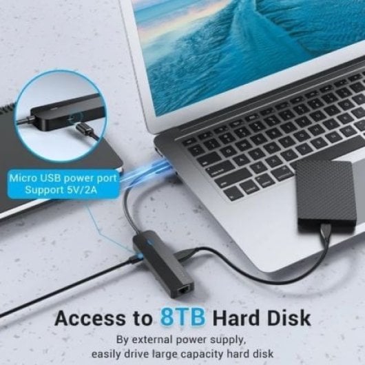 Docking Vention CHPBB 3xUSB 2.0/Micro USB PD/RJ45/Negro/ABS