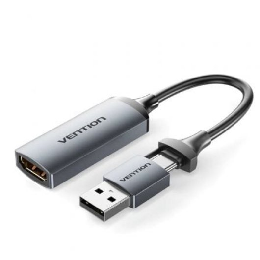 Conversor HDMI Vention ACWHA 4K@60Hz HDMI Hembra a USB-C/USB-A 480Mbps 10cm Gris
