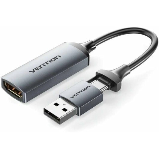 Conversor HDMI Vention ACWHA 4K@60Hz HDMI Hembra a USB-C/USB-A 480Mbps 10cm Gris