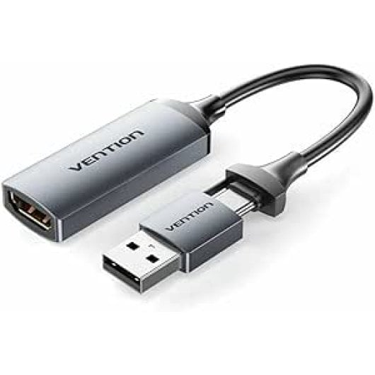 Conversor HDMI Vention ACWHA 4K@60Hz HDMI Hembra a USB-C/USB-A 480Mbps 10cm Gris