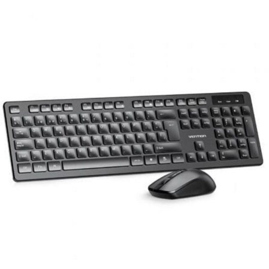 Tastiera Vention KTD a membrana wireless 2.4GHz nera combo con mouse