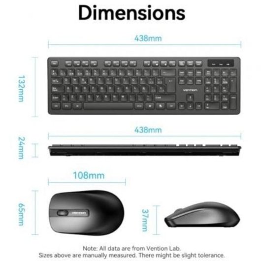 Tastiera Vention KTD a membrana wireless 2.4GHz nera combo con mouse