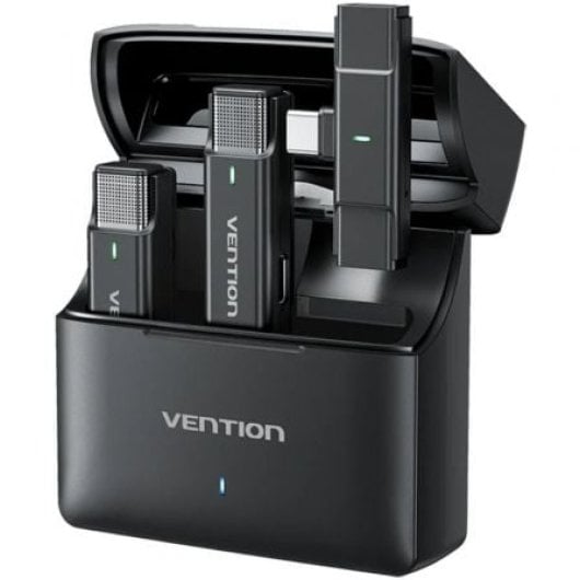 Micrófono Vention NCAB0 USB-C inalámbrico doble con cancelación de ruido y estuche carga