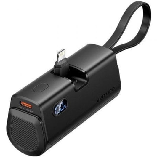 Vention FHRB0 4800mAh 22,5W Ultra Compacto LED Power Bank com Cabos Integrados, Preto