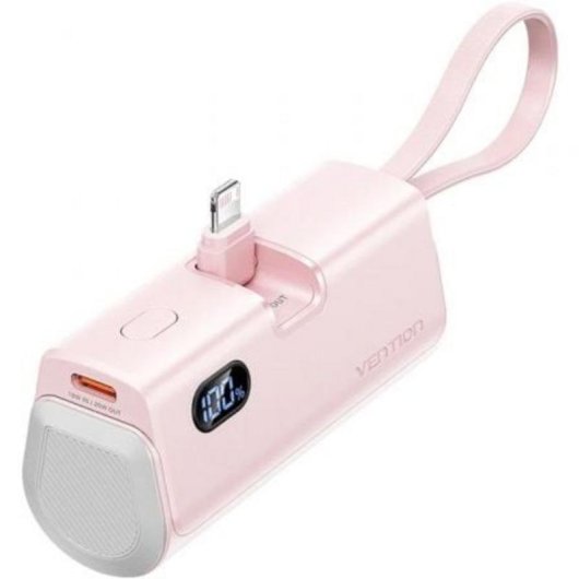 Powerbank Vention FHRP0 4800mAh Rosa 22.5W LED Tipo-C Lightning