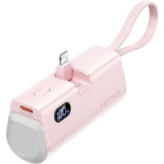 Powerbank Vention FHRP0 4800mAh Rosa 22.5W LED Tipo-C Lightning