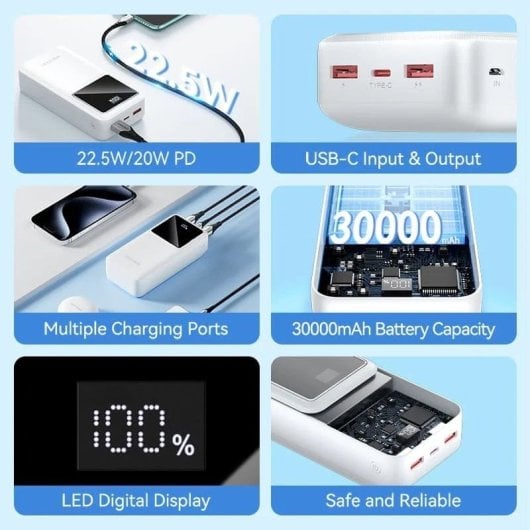 Vention FHMB0 PowerBank 30000mAh 22,5W Display LED Preto
