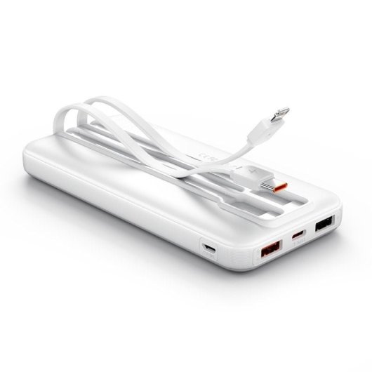 Vention FHOW0 PowerBank 10000 mAh mit USB-C- und Lightning-Kabel Integriertes 22,5-W-LED-Display Weiß