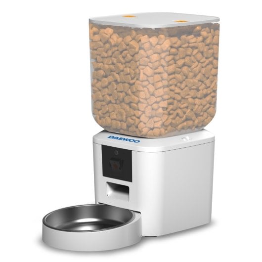 Distributeur automatique de croquettes Daewoo D-QQ029-7L, 7 L, Wi-Fi 5 GHz, ABS, acier inoxydable, blanc