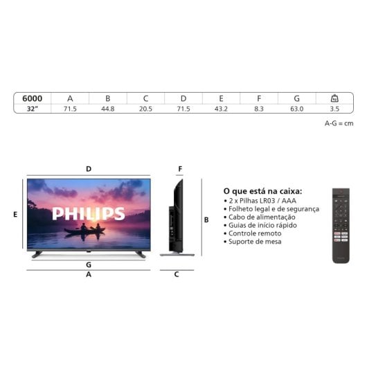 Philips LED 32" 32PFS6000 FullHD Dolby Audio HDR10 Titan