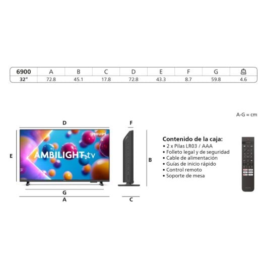 Philips LED Ambilight 32" 32PFS6900 FullHD Dolby Audio HDR10 Titan