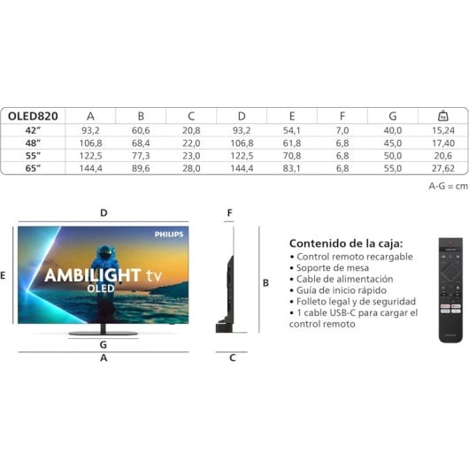 Philips OLED 55OLED820 55" 4K Ambilight P5 AI Dolby Vision Atmos Smart Voice +