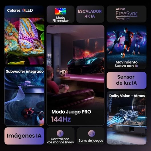 Téléviseur intelligent Hisense QLED 75E7Q Pro 75 pouces 4K 144 Hz Dolby Vision Atmos Gaming Freesync